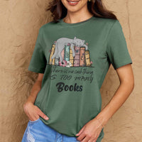 Simply Love Full Size Cat & Books Graphic Cotton Tee