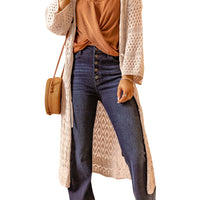 Dropped Shoulder Long Sleeve Crochet Duster Cardigan