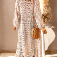 Dropped Shoulder Long Sleeve Crochet Duster Cardigan