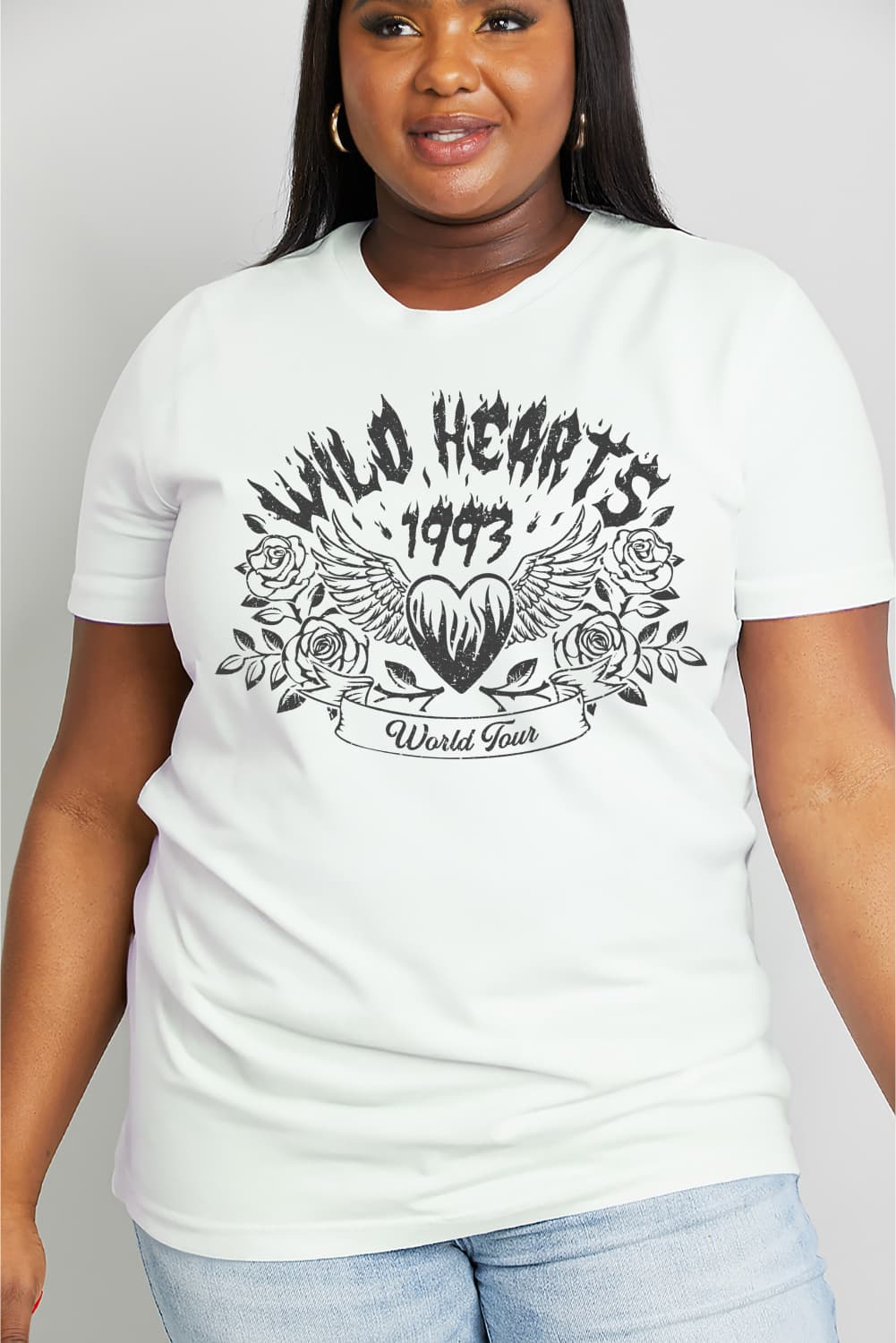 Simply Love Full Size WILD HEARTS 1993 WORLD TOUR Graphic Cotton Tee