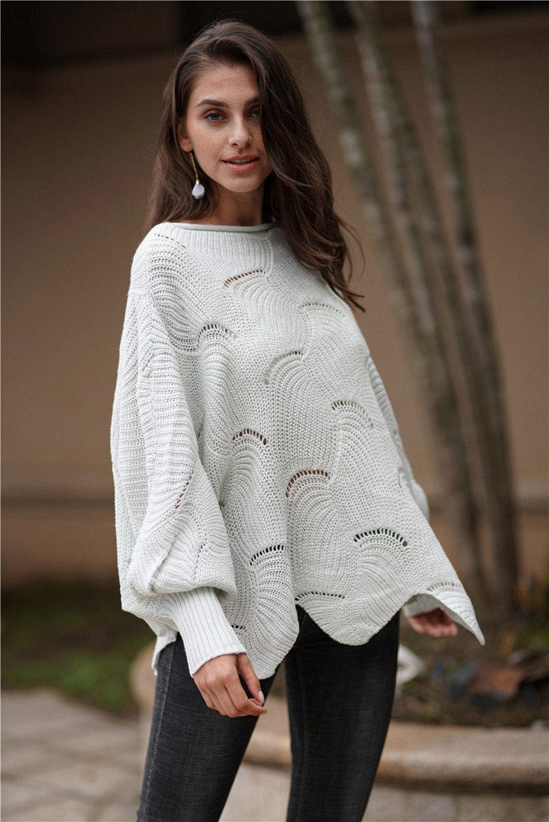 Shape Code ABS/RBS/IBS Knit Light Gray / S Knit-Boat Neck Sweater with Scalloped Hem