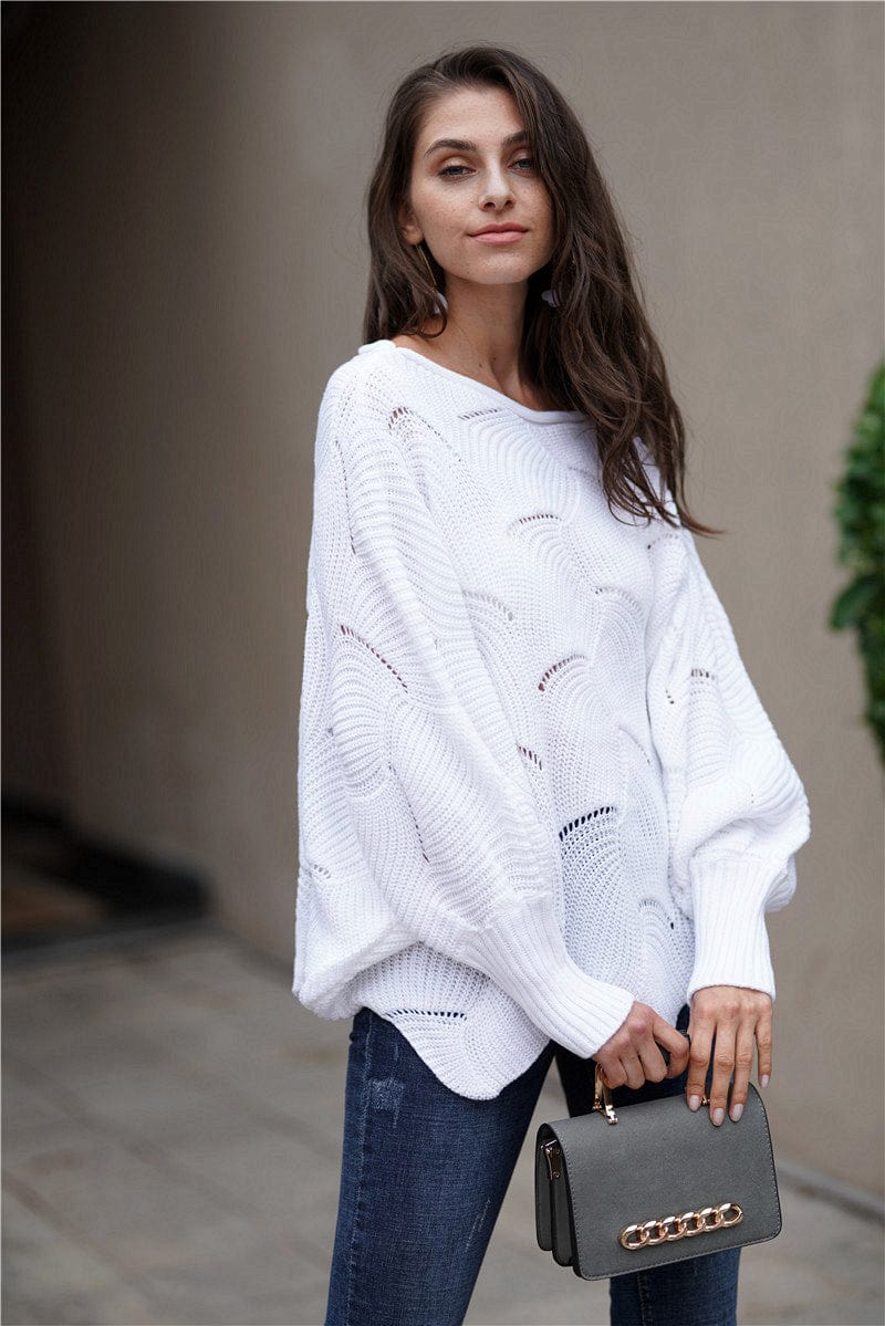 Shape Code ABS/RBS/IBS Knit White / S Knit-Boat Neck Sweater with Scalloped Hem