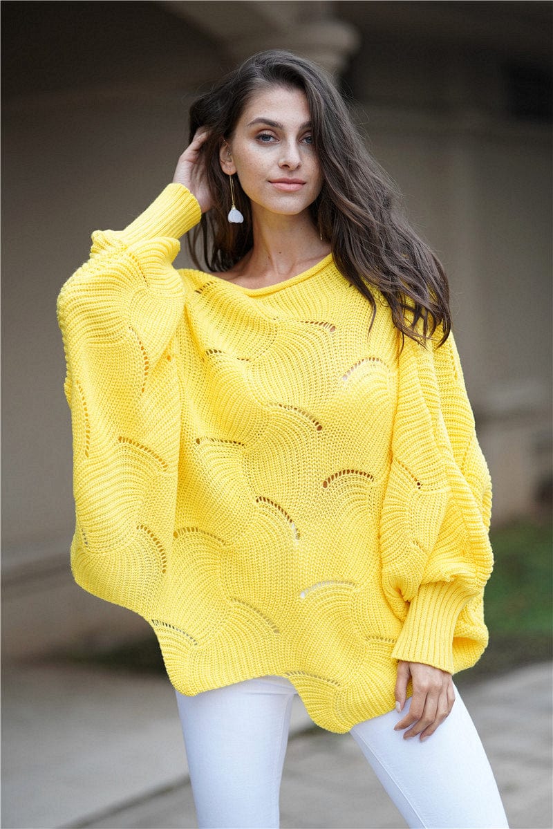 Shape Code ABS/RBS/IBS Knit Yellow / S Knit-Boat Neck Sweater with Scalloped Hem