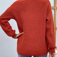 Shape Code HBS/RBS/TBS Knit Knit-Cutout V-Neck Rib-Knit Sweater