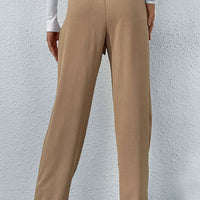 Shape Code IBS Pants Bottoms-Belted Straight Leg Pants with Pockets