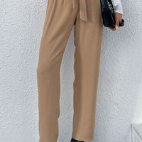 Shape Code IBS Pants Khaki / S Bottoms-Belted Straight Leg Pants with Pockets