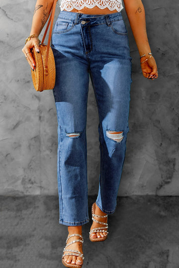 Shape Code RBS/ABS Pants Denim-High Waist Distressed Straight Leg Jeans