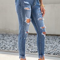 Shape Code RBS Pants Denim-Distressed Frayed Hem Cropped Jeans