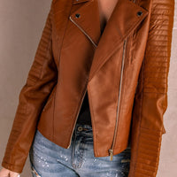 Shape Code TBS/HBS/RBS Jackets Brown / S Outerwear-Ribbed Faux Leather Jacket