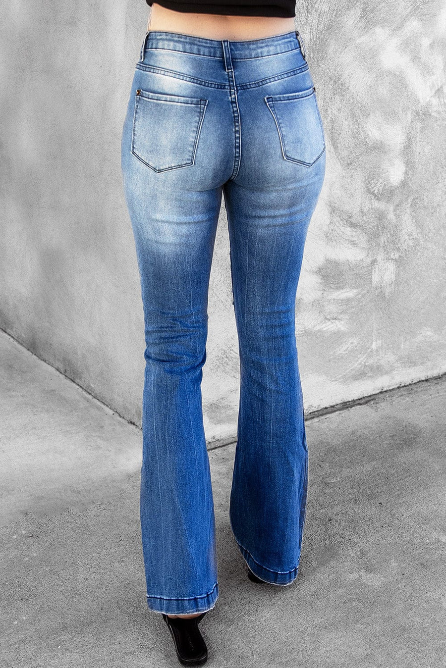 Trendsi Denim Distressed Flare Leg Jeans with Pockets