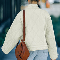 Trendsi Jackets Outerwear-Drawstring Dropped Shoulder Quilted Jacket