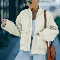 Trendsi Jackets Outerwear-Drawstring Dropped Shoulder Quilted Jacket